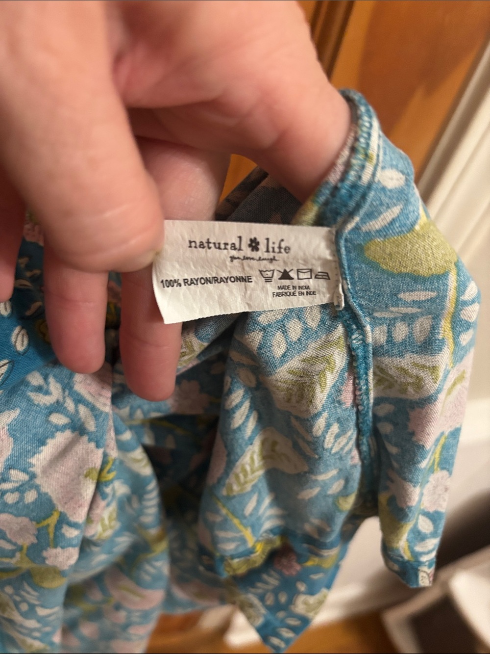 NATURAL LIFE Teal Maxi Skirt with Pink Floral Print - Picture 4 of 4